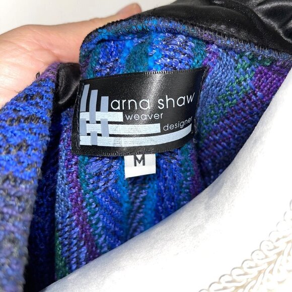 Arna Shaw Weaver Blazer Womens Size Medium Large Art To Wear Handwoven Button - Picture 4 of 10